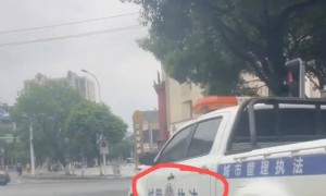 网友曝湖南永州一辆城管皮卡车当街拖行一只狗，当地：正调查处理